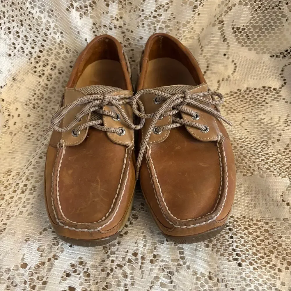 Sperry Intrepid Men's US 9 M Dark Tan Leather Boat Shoes